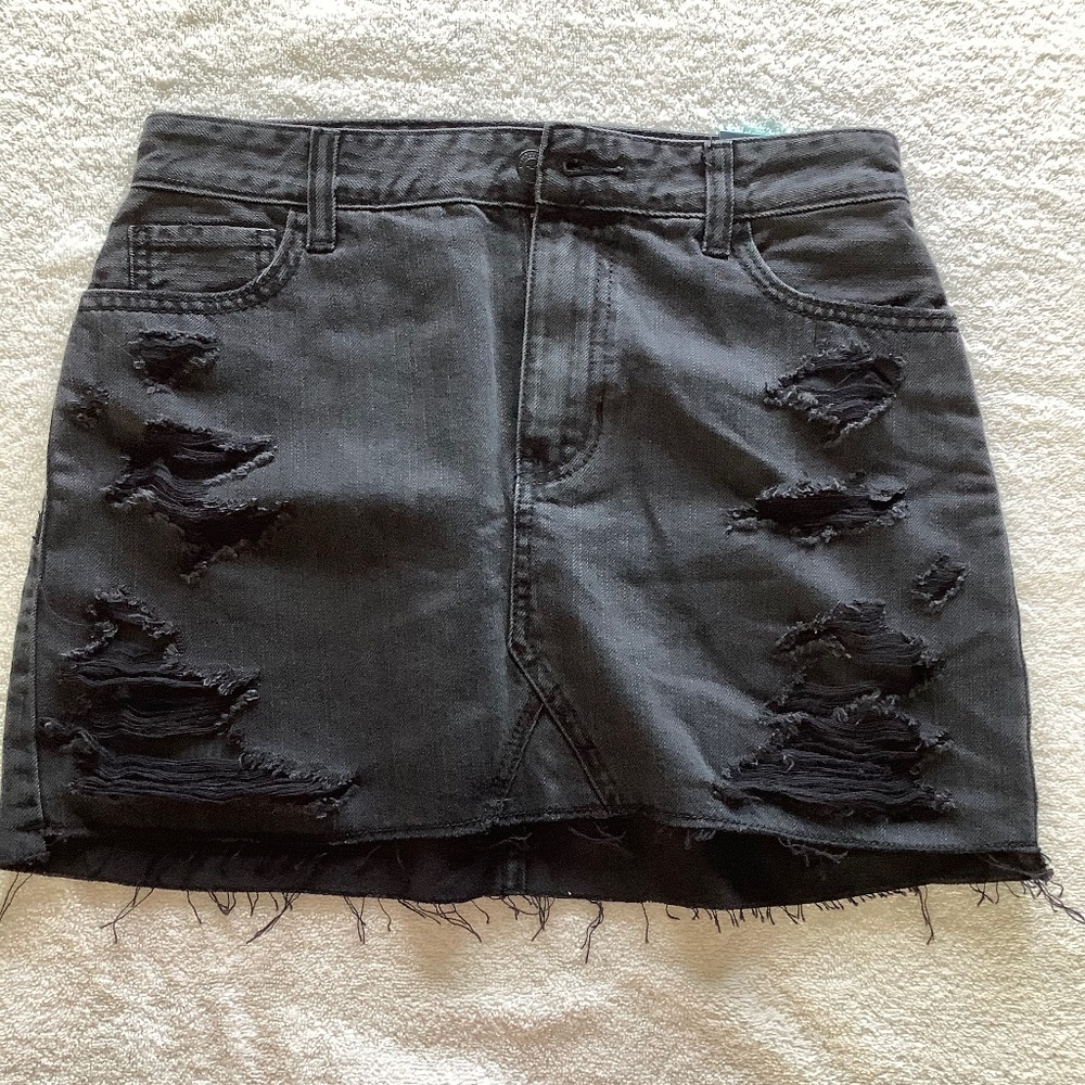 Hollister High Waisted Distressed Mini Skirt
